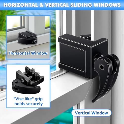 5 Pack Sliding Window Locks, Adjustable Security for Vertical & Horizontal Windows, Easy Install, Fits 1/16 inch to 7/8 inch Wide Rail, Enhanced Safety for Home & Office (Black) - color: Black