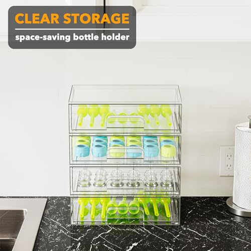 SpaceAid Bottle Storage Organizer Baby - Acrylic Bottles Station Organizer Container, Stackable Clear Drawers for Countertop, Vanity, Bathroom, Cabinet, Pantry Organization, 4 Pack, 4L, 13.7"H - size: 13.7"H, 4 Pack, 4L