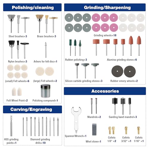WORKPRO 476PCS Rotary Tool Accessories Kit, 1/8" Shank Rotary Tool Bits - style: 476-Piece Rotary Tool Attachments