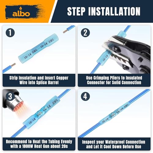 ALBO 400 Pcs Heat Shrink Butt Connectors for 26-10 AWG Electrical Wire - color: Butt 400Pcs Set 26-10 AWG