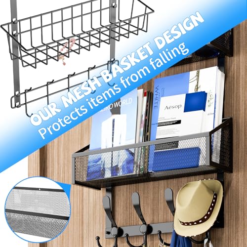 Kaiferty Over The Door Hooks Organizer, Coat Rack Over The Door Storage Hanger Towel Rack, Back of Door Storage Organizer for Bathroom,Bedroom,Kitchen,Office (Black, 2-Tier) - color: Black, size: 2-Tier