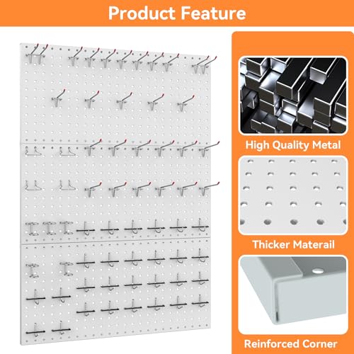 WALMANN 96 PCS Pegboard Kit with Hooks, 36x24 in Wall Tools Pegboard - color: Gray
