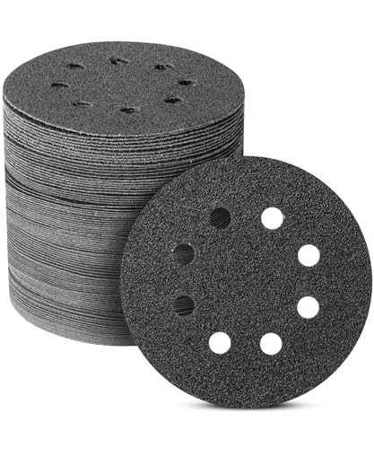 Bates Sanding Discs - 5 Inch 8 Hole, 100 Pack, Grits 60-2000, Hook and Loop, Round Sandpaper Discs - color: Black, size: 100 Pack, 60-2000 Grits