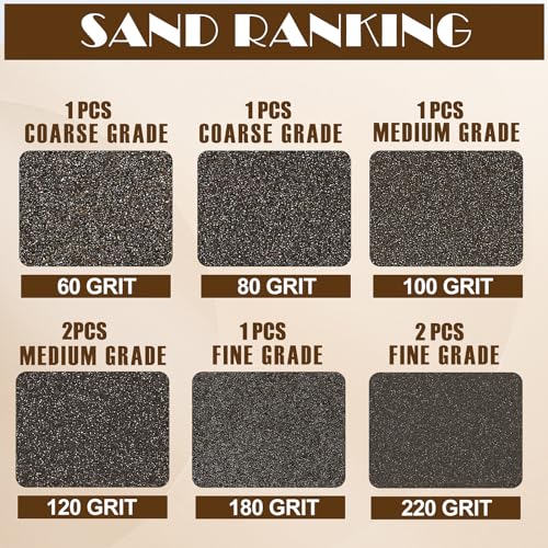 8pcs Sanding Blocks Assortment Kit, Sponge Sand Block Washable and Reusable, Wet & Dry Sandpaper Block - 60/80/100/180 Grit x 1pcs, 120/220 Grit x 2pcs - size: 60/80/100/120/180/220 Grits