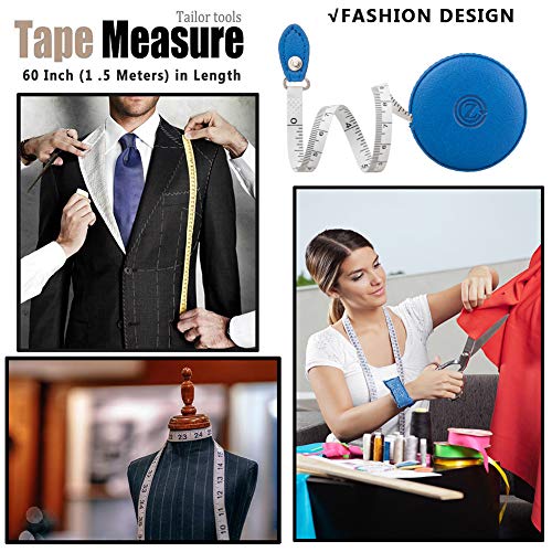 Sewing Tape Measure, Medical Body Cloth Tailor Craft Dieting Measuring Tape, 60 Inch/1.5M Dual Sided Retractable Ruler with Push Button Round(1 Pack, Blue) - color: Blue 1 pack