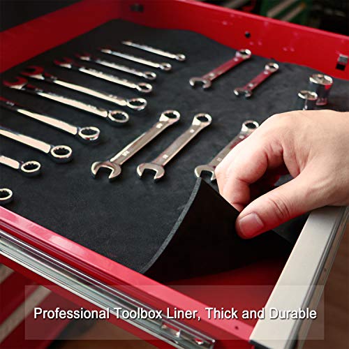 CASOMAN Professional Tool Box Liner and Drawer Liner - 16 inch (Wide) x 6 feet (Long), Non-Slip,Black - size: 15.9"W x 72"L