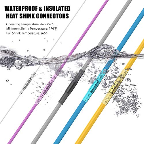 245PCS Heat Shrink Butt Wire Connectors 26-10 AWG, Insulated Waterproof Electrical Wire Connectors Automotive Marine Grade Wire Crimp Terminals Butt Splices, Ideal for Boat, Truck - size: Mix 245 PCS