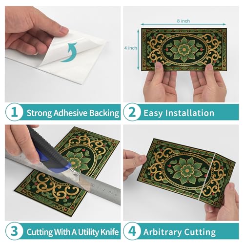 VICCI 32Pcs Peel & Stick Tile Decals 8" x 4" - color: Sjm-305, size: 8x4IN*32PCS