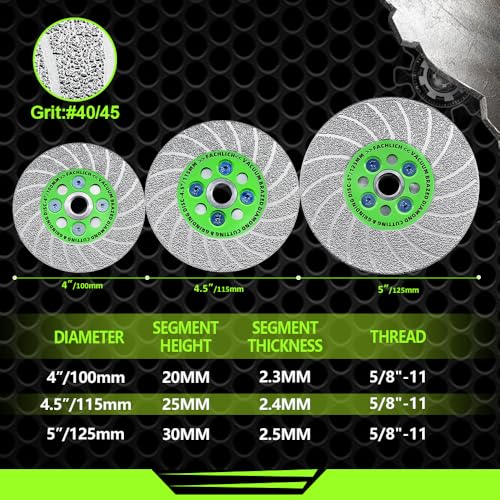 5Inch Tile Saw Blade - Diamond Grinding Disc Cutting Disc Wheel for Cutting Grinding Marble Granite Concrete Porcelain Ceramic Tile,5/8-Inch-11 Arbor - size: 5"/125mm
