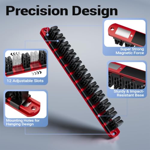 Heavy Duty Magnetic Screwdriver & Wrench Organizer, 36 Slot Tool Holder - color: Red, size: 36-Slot