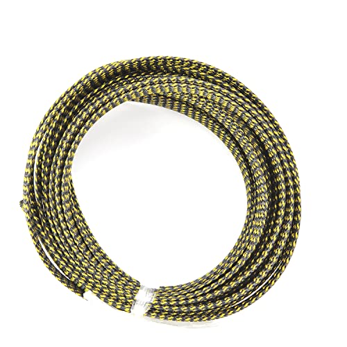 Othmro 5m/16.4ft PET Expandable Braid Cable Sleeving Flexible Wire Mesh Sleeve Black Gold,for TV Audio PC Cords Protect from Pets Chewing - color: Black Gold, size: 10mmx5m
