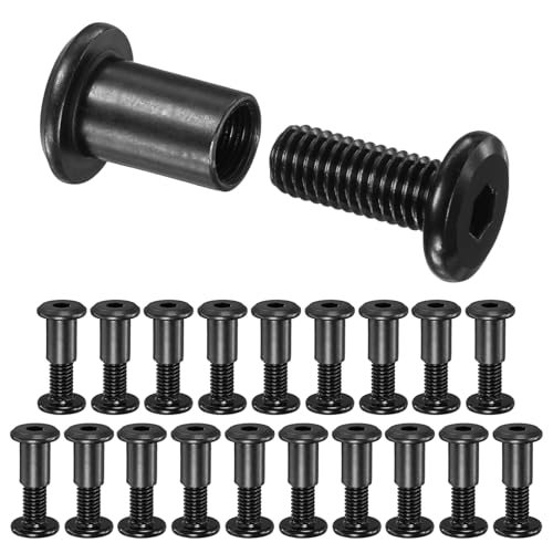 M METERXITY 20-Pack Hex Drive Socket Cap Bolt, M8 x 20mm Carbon Steel Furniture Connector Bolts Barrel Nuts for Furniture Assembly/Cabinet/DIY Binding Post Screws Rivet Fasteners [Black] - size: M8 x 20mm