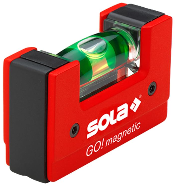 SOLA LSGOM GO! Magnetic Portable Level with Clip and 1 60% Magnified Vial, 3-Inch - size: 3-Inch, style: Magnetic, Pocket-Size