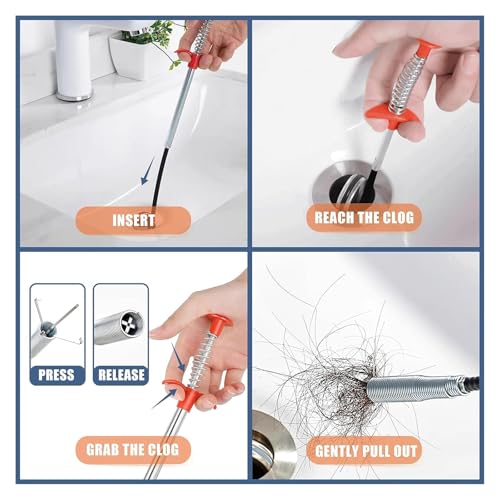 Drain Snake,61 inch Flexible Grabber Claw Pick Up Reacher Tool,Drain Clog Remover - Gutter Cleaning Tools for Home Sink, Bathroom Tub,Drain, Toilet, Tight Spaces - style: 61 in