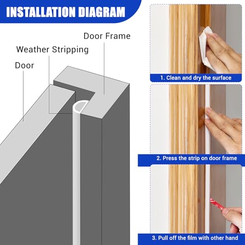 Weather Stripping Door Seal, 20Ft, White (3/8" W × 1/4" T) - color: White, size: S (3/8" W × 1/4" T)