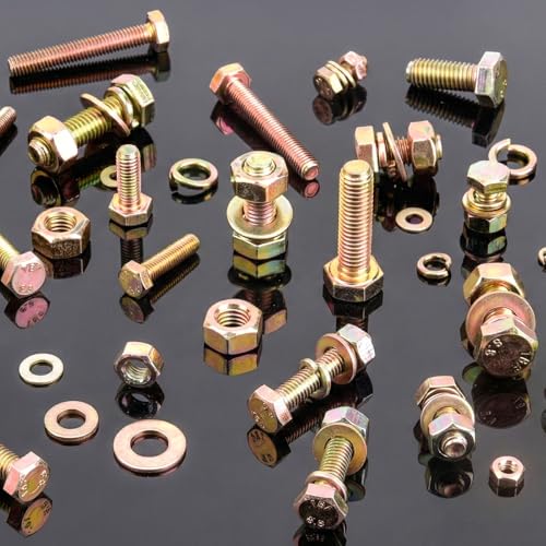 Foliv 1580pcs Metric Bolt Assortment, M4 M5 M6 M8 Nuts and Bolts Assortment Kit, Grade 8.8 Alloy Steel with Yellow Zinc Plated, Length from 12-30mm - style: 1580pcs M4 M5 M6 M8