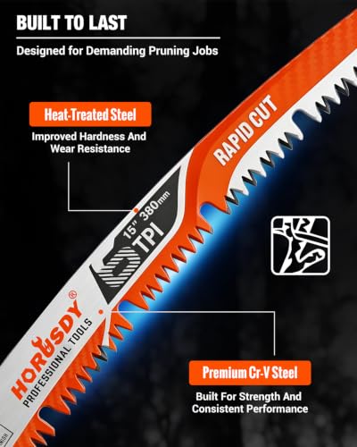 15 Inch Reciprocating Saw Blades, 5 Pack, 6TPI Japanese Teeth Arc Edge CR-V Steel Pruning Saw Blades for Tree Trimming and Wood Cutting, with Storage Case - style: 5-Pc 15" New Version