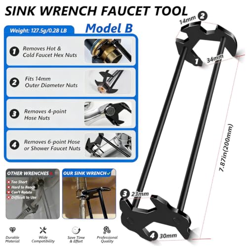 5PCS Basin Wrench Set with 80 Silicone O-Rings for Sink Faucet Repair
