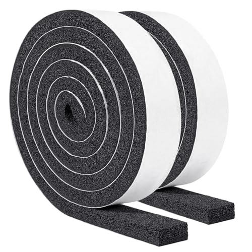 Yotache Maximum Compression Sponge 1" x1/2", 6.5 Ft Long 2Pcs | Rubber Foam Strip Adhesive for Insulation, Weatherstrip, Gap Blocker, Anti-Vibration, Anti-Collision - size: (1"×1/2") 13FT