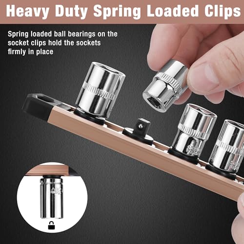 WORKPRO Magnetic Socket Organizer, Heavy Duty 1/4-Inch Drive Socket Rail - color: Champagne, size: 1/4" DR