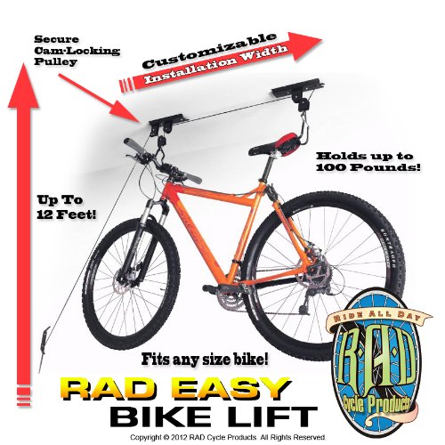 RAD Sportz Bicycle Hoist Quality Garage Storage Bike Lift with 100 lb Capacity Even Works as Ladder Lift Premium Quality - size: 1-Pack