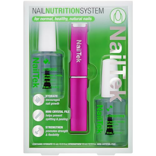 Nail Tek Nutrition Kit – Nail Strengthener and Growth Polish Treatment with Mini Crystal File, Nail-Repair for Damaged Nails, 2 x 0.5 fl oz - color: Green