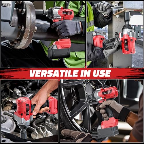 Cerycose Cordless Impact Wrench 1/2 inch Compatible with Milwaukee 18v Battery Brushless High Torque Impact Driver Gun with 1000 Ft-lbs Torque, LED Work Light, Ergonomic Design Heavy-Duty - size: 1/2inch, style: Fit with Milwaukee(1000FT-lbs)