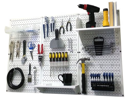 Wall Control Pegboard Organizer 4 ft. Metal Pegboard Standard Tool Storage Kit with White Toolboard and White Accessories - color: White