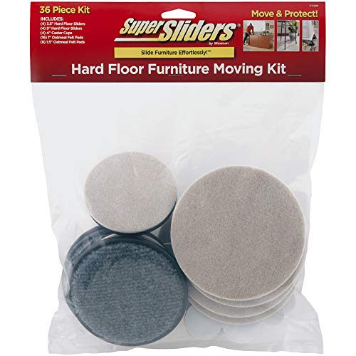 Super Sliders Moving Kit Combo Pack, Reusable Furniture Movers and Felt Pads for Hardwood, Beige (36 Pack)