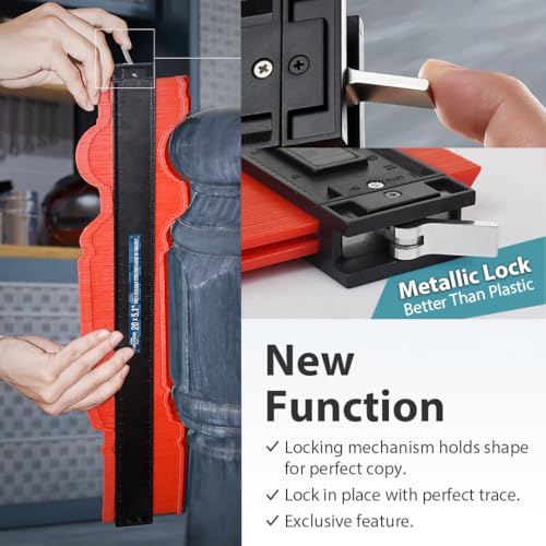 FIRSTINFO Metal-LOCK-Powerful-Magnet -Attached 20 inch (508mm) Lockable & Twin Scale Widen Profile Contour Shape Duplicator Gauge Convenient for Magnetic Attraction