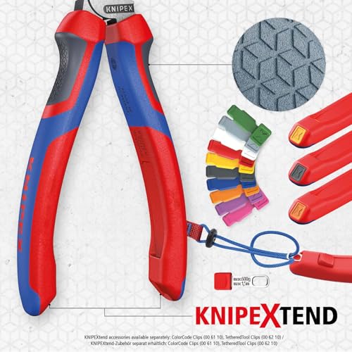 KNIPEX - Long Nose Pliers w/Cutter, Multi-Component (25 02 160),6-1/4 inches - color: Multicolor, size: 6-1/4 inches, style: Classic