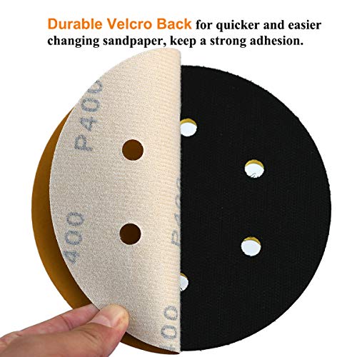 6-Inch 6-Hole Hook and Loop Gold Sanding Discs 400-Grit, 100-Pack - style: 400 Grit