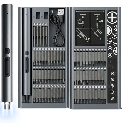 Electric Screwdriver, 75 IN 1 Precision Screwdriver Set with 3 Torque Settings, Magnetic Storage & LED Light, S2 Steel Mini Power Screwdriver Repair Tool Kit for Electronics, Camera (Dark Blue)