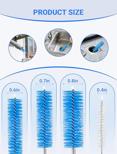 SARDVISA Drain Cleaning Brush, 66 Inch Flexible Pipe Cleaner, 3 Straw Brush - size: mini clean brush