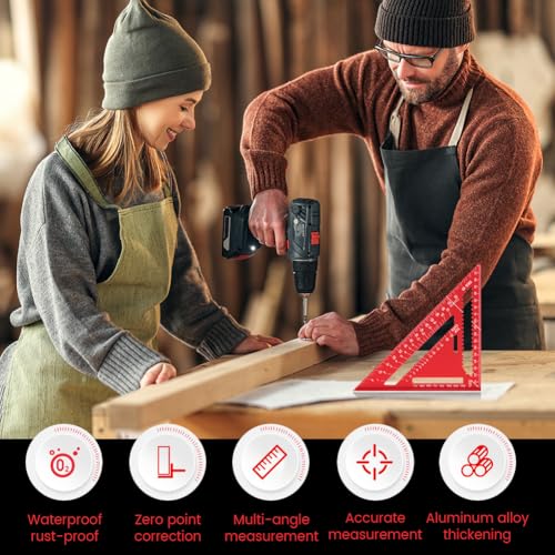 Carpenter Square 7 Inch Rafter Square for Angle Drawing Triangle - Red - color: red