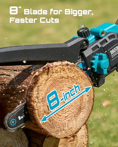 SEESII 2-in-1 Electric Pole Saws 8 Inch for Tree Trimming, Brushless Motor - color: Deep Blue