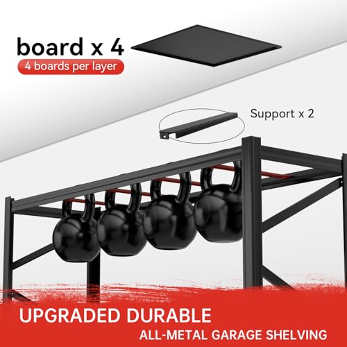 4-Tier Heavy Duty Garage Shelving, 5,000 lbs Capacity Adjustable Metal Storage Shelving Unit for Garage, Basement, Warehouse and Workshop, 71" W x 24" D x 71" H - size: 4T 71"W x 24"D x 71"H