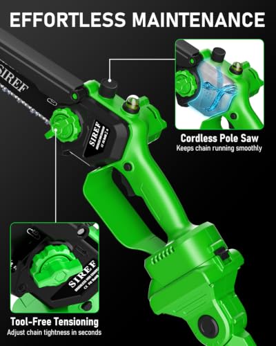 2-in-1 Electric Pole Saw 6inch Mini Chainsaw Cordless Brushless 2x4.0Ah Batteries Fast Charger Telescopic Power Pole Saw Tree Trimmer Limb Branch Cutter Pruner 16 Ft Max Reach Multi-Angle Green - color: Green-2 Batteries