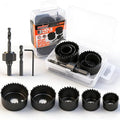 HORUSDY 8PCS Hole Saw Kit, 1"–2-1/8" (25–54mm), with 2 Pcs Drill Bits, Mandrel & Hex Key, Smooth Cut, DIY-Friendly Set for Soft Wood, Plywood, PVC - style: 8-Piece Starter Kit (Up to 2-1/8")