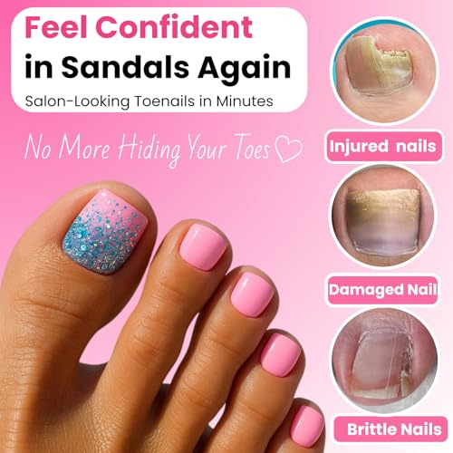 GlimightyX Polygel Toenail Kit, Clear White Pink with Toe Dual Nail Forms - color: 01-3 Colors Basic Polygel Toenail Kit