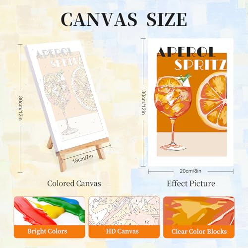 Okarina 4 Pack Paint by Numbers Kit for Adults with Frame, Retro Cocktail - color: OP4FUS2509-01
