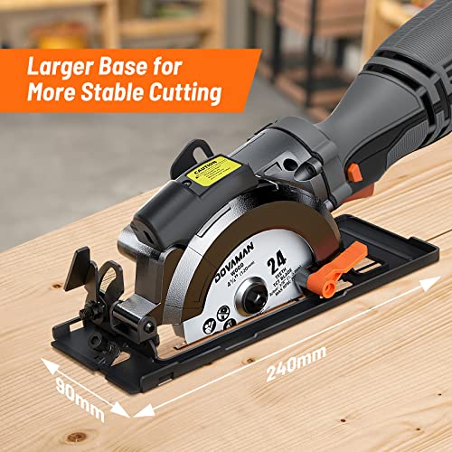 DOVAMAN Circular Saw, 5.8A 4-1/2" Circular Saw w/Laser & Auxiliary Handle - color: B-grey
