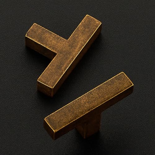 Ravinte Antique Brass Cabinet Handles Cabinet Pulls Single Hole 5 Pack | Zinc Alloy, Slim Square Bar Grip, Smooth Drawer Pull Feel, Kitchen Cabinet Update, For Cupboards, Dressers, Drawers, Hardware - color: Antique Brass, size: Single Hole