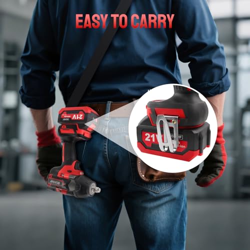 Cordless Impact Wrench 1/2 Inch, 1500 N.m/1106ft-lbs Brushless Impact Gun - color: Red With Battery
