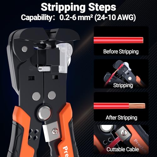 Preciva Ferrule Crimping Tool Kit with Wire Stripper, Hexagonal Ferrule Crimper AWG 28-5（0.08-16mm²） Self-Adjustable Ratchet Ferrule Terminals Crimping Tool with 1660Pcs Ferrules Connectors - size: Hexagonal Ferrule Crimping Tool Kit