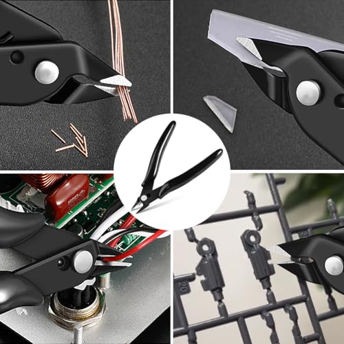 Ainiv Wire Cutters, 1PCS Spring-loaded Side Cutters Flush Cutters, Diagonal Cutters Precision Side Cutters, Diagonal Cutting Pliers in CRV Steel, Heavy Duty Cutting Pliers for Electrical, Homes - color: Black Wire Cutter-1pc, size: 1pc