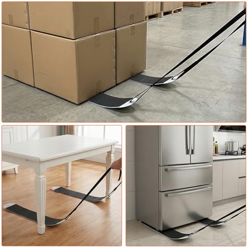 2 Pcs Heavy Duty Furniture Sliders with Pull Straps, Large Appliance Moving Mats for Carpet and Hardwood Floor, Pull Furniture Slides,Moving Furniture Gliders 48 Inch Long Furniture Movers