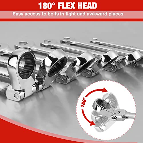 WORKPRO 8-piece Ratcheting Combination Wrench Set, SAE & Polished - size: SAE, style: Mirror Polished
