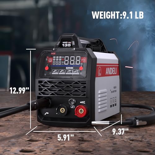 ANDELI 110V/220V MIG Welder 135A ，PULSE Flux Core/Lift TIG/Stick 4-in-1 - color: Red1