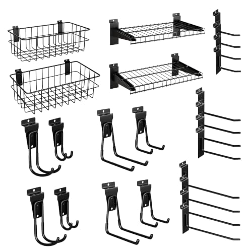 24PCS Slatwall Accessories Set with Slat Wall Basket, Shelves, Hook